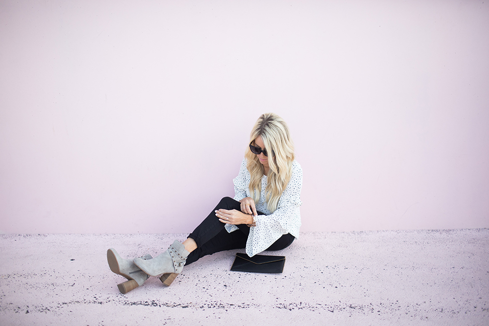 Kailee Wright_Nordstrom Anniversary Sale_White Polka Dot Shirt