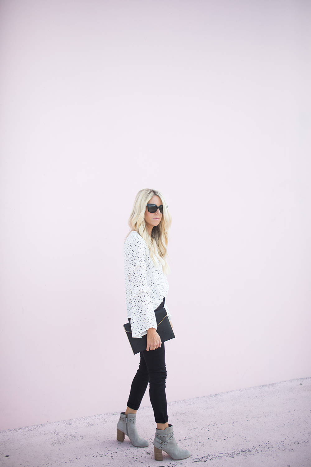 Kailee Wright_Nordstrom Anniversary Sale_White Polka Dot Shirt