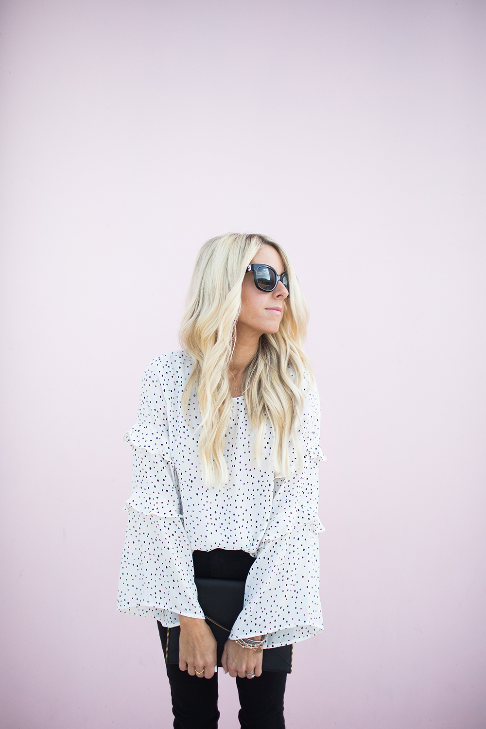 Kailee Wright_Nordstrom Anniversary Sale_White Polka Dot Shirt