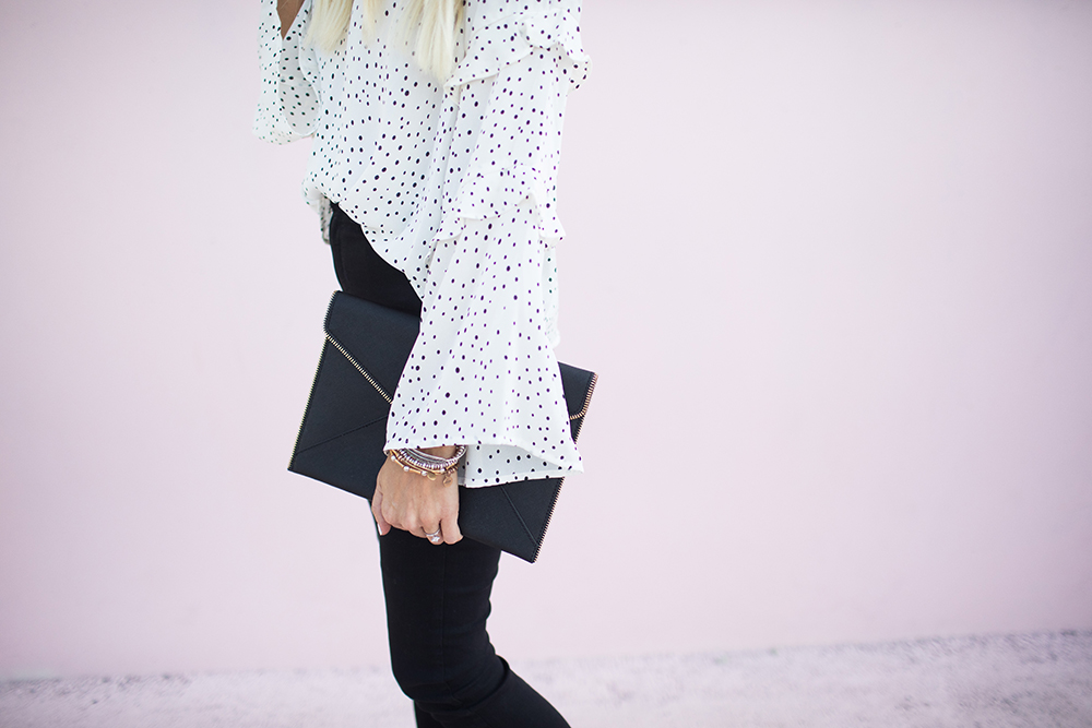 Kailee Wright_Nordstrom Anniversary Sale_White Polka Dot Shirt