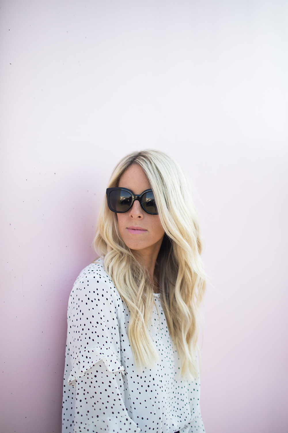 Kailee Wright_Nordstrom Anniversary Sale_White Polka Dot Shirt