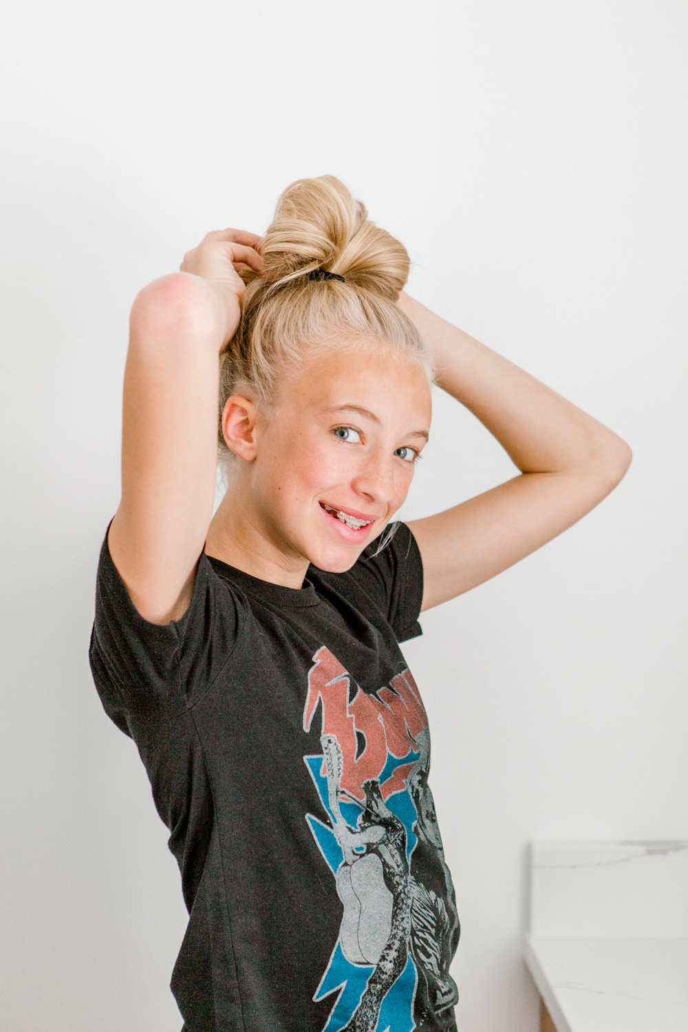 Kailee Wright Hunter tween messy bun