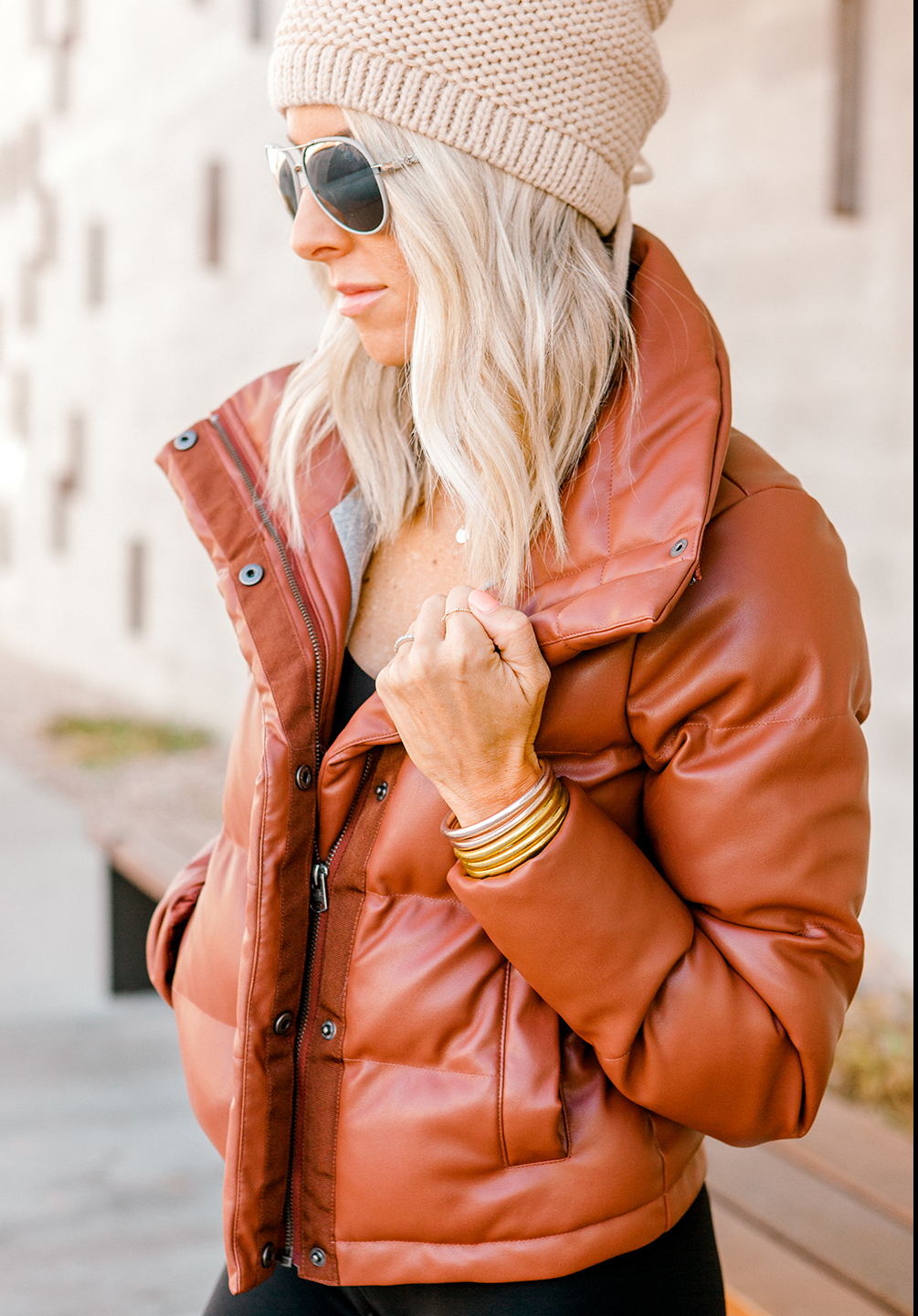 Kailee Wright lululemon leggings and abercrombie coat