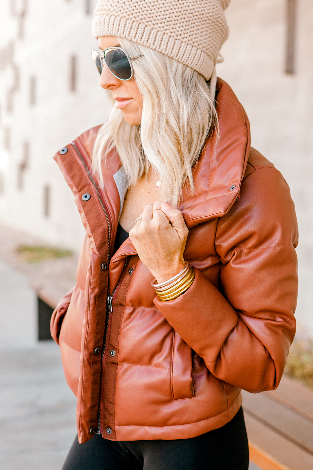 Kailee Wright lululemon leggings and abercrombie coat
