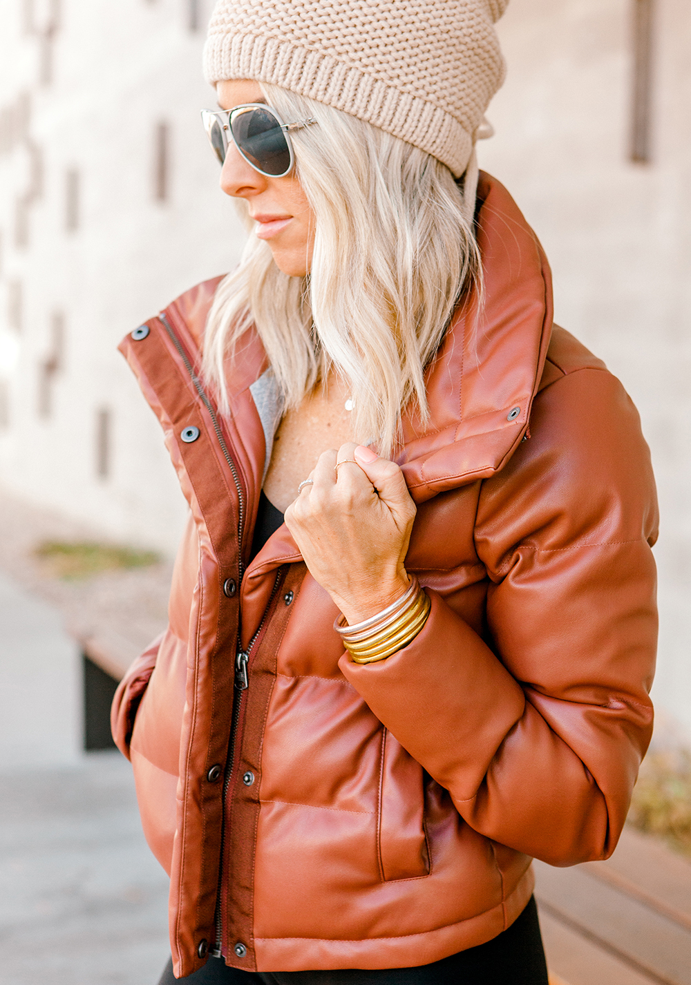 Kailee Wright lululemon leggings and abercrombie coat